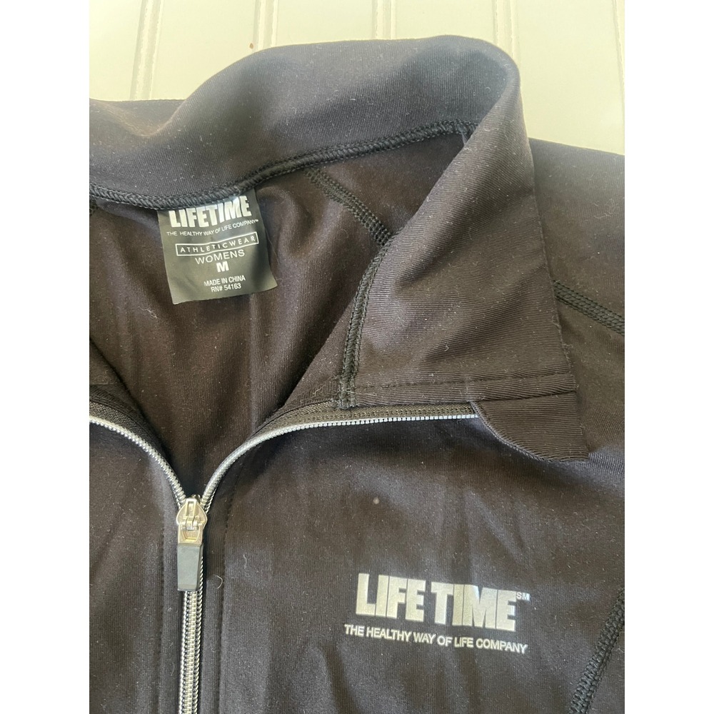 NWT Life Time Athleticwear Womens Black Full Zip Track Jacket Thumbholes Medium - Picture 2 of 8